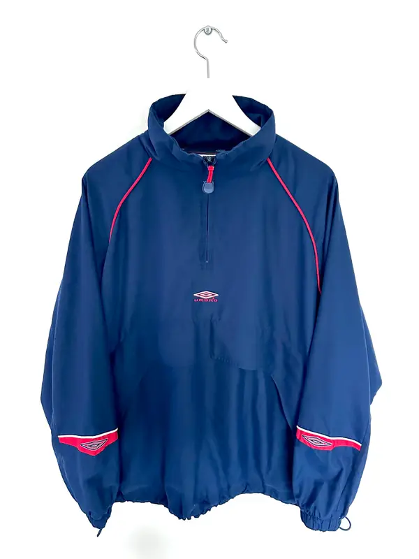 Umbro Windbreakers — Umbro 90s Anorak 1/4 Zip Navy/Red