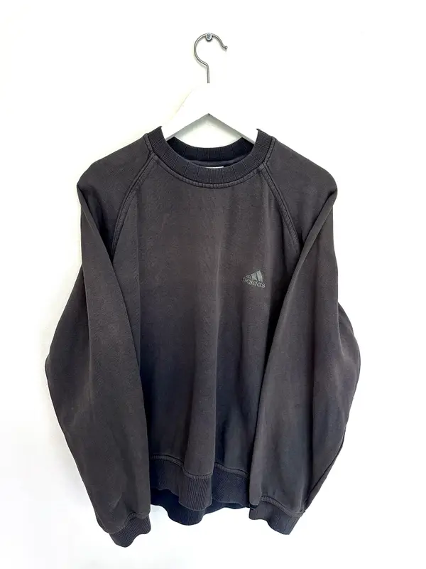 Adidas Sweatshirts — Adidas 90s Subtle Trefoil Logo Faded Sweatshirt Black 